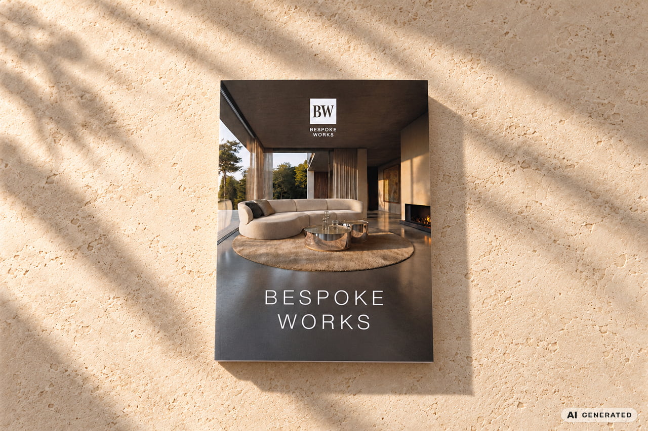 Mockup Leporello, mit einem Sofa auf dem Titel
