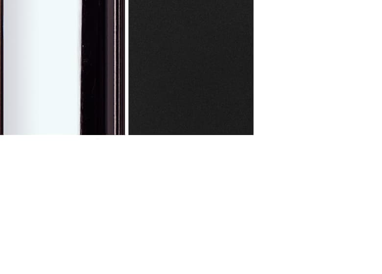 Zwei versciedene Metalloberflächen in schwarz matt und Chrom glanz.