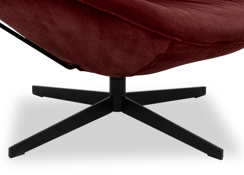 Roter Polstersessel mit Sternenfuß in Schwarz Matt