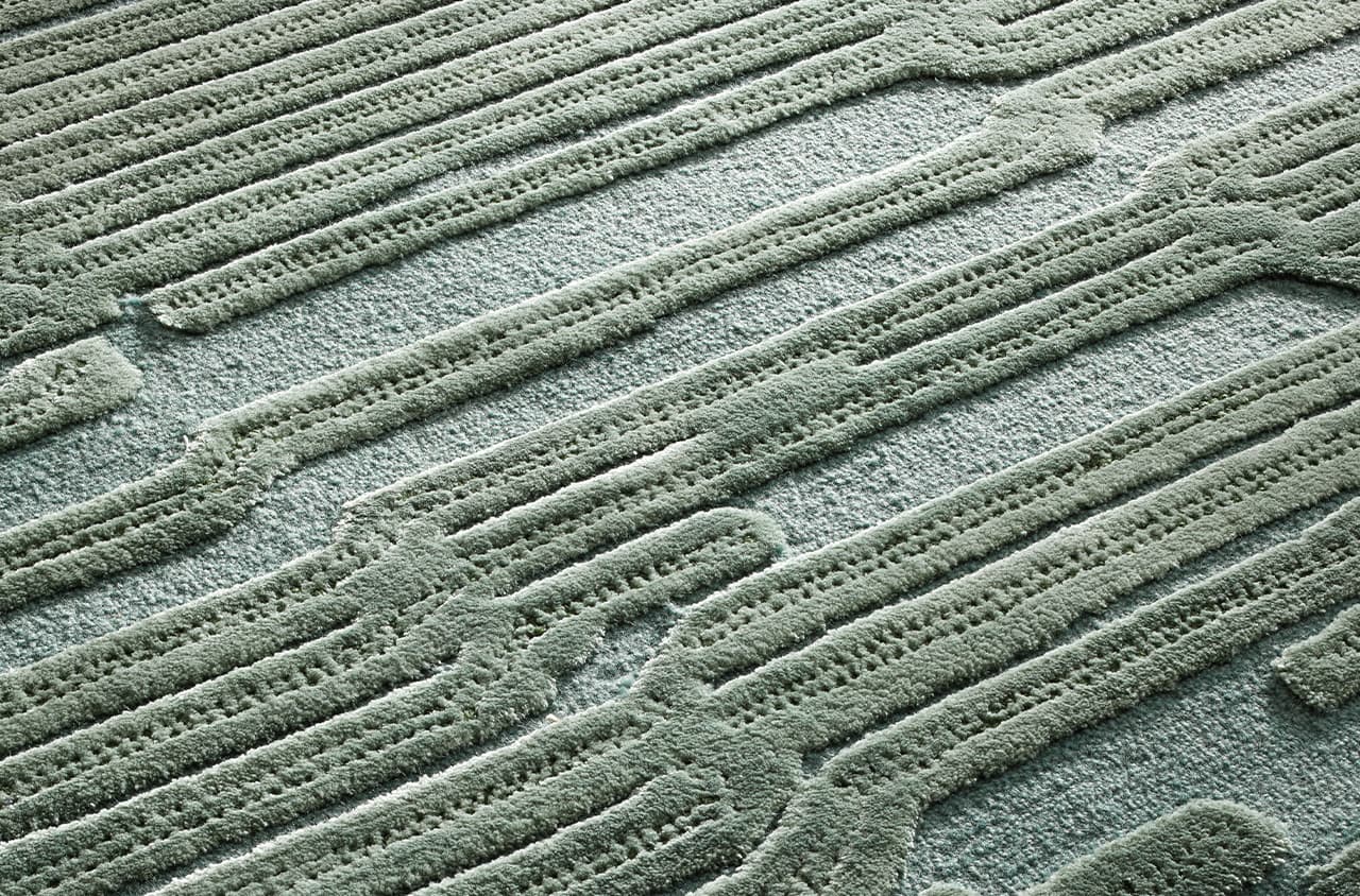 Grüner Teppich Detailbild