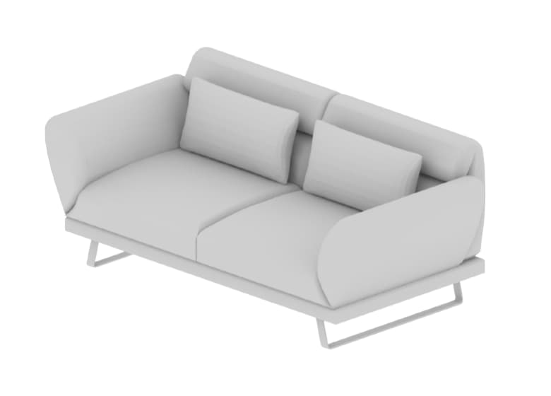 3D-Modell eines Sofas mit Kufen in weiß