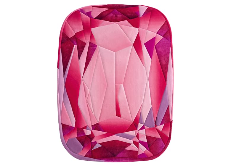 ründliches Teppichdesign in dem Look eines pinken Edelsteins