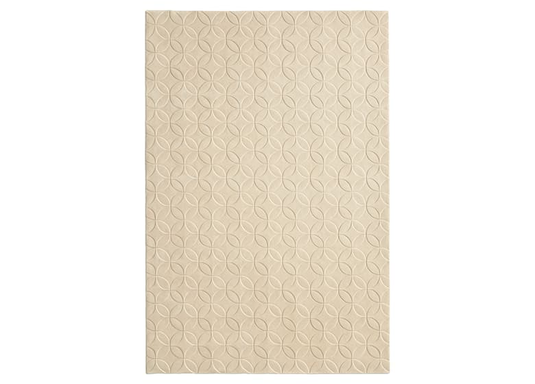 Teppichdesign mit einem geometrischen Spiel von Kreisen in beige